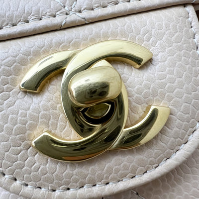 Chanel Small Classic Flap CF in Beige Caviar and GHW (Model: A01113)