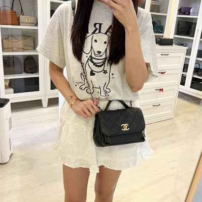 Chanel Small Business Affinity Flap in Black Caviar and LGHW