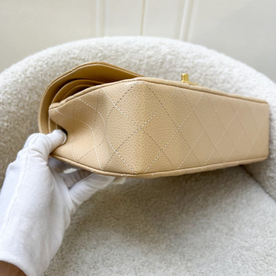 Chanel Small Classic Flap CF in Beige Caviar and GHW (Model: A01113)