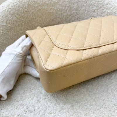 Chanel Small Classic Flap CF in Beige Caviar and GHW (Model: A01113)