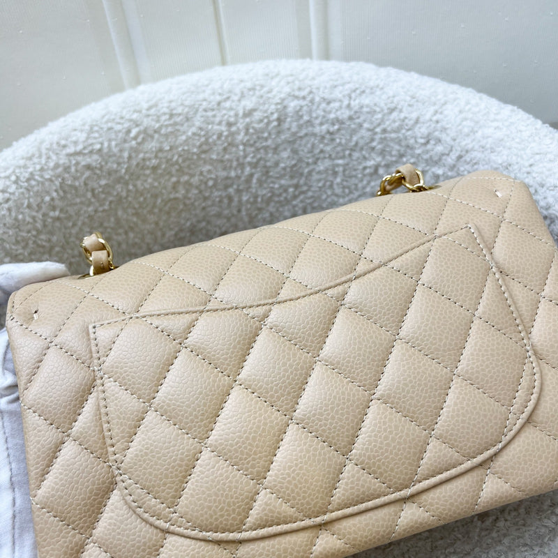 Chanel Small Classic Flap CF in Beige Caviar and GHW (Model: A01113)