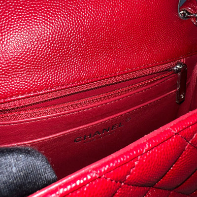 Chanel Classic Square Mini Flap in Red Caviar and SHW