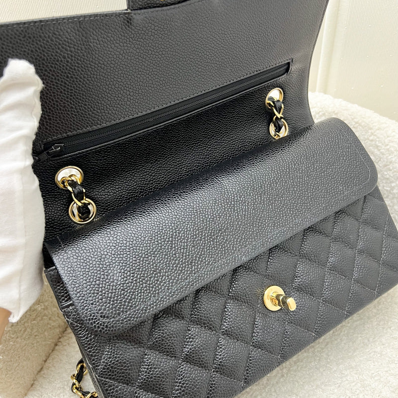 Chanel Vintage Medium Classic Flap CF in Black Caviar and 24K Gold-Plated HW