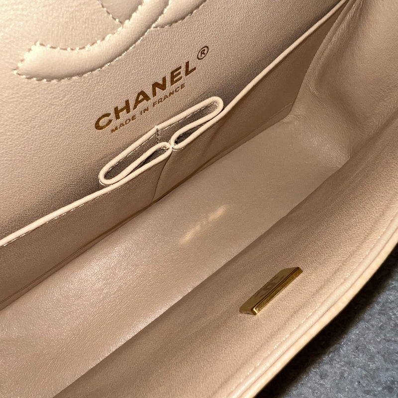 Chanel Small Classic Flap CF in Beige Caviar and GHW (Model: A01113)