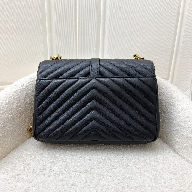 Saint Laurent YSL Medium College Bag in Black Calfskin RHW