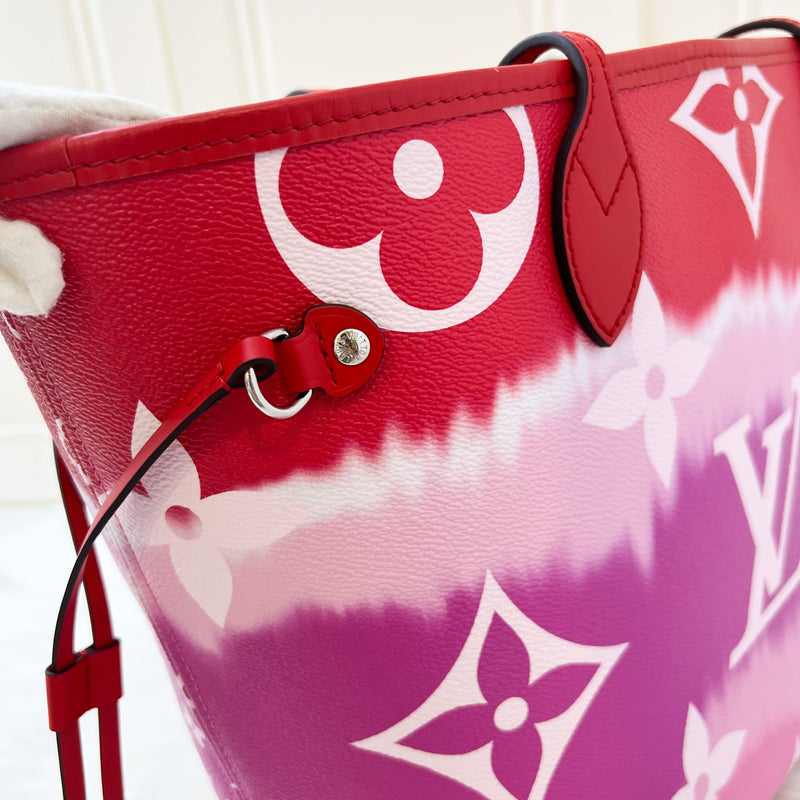 LV Neverfull MM with Detachable Pouch in Red / Pink Escale Monogram Canvas SHW