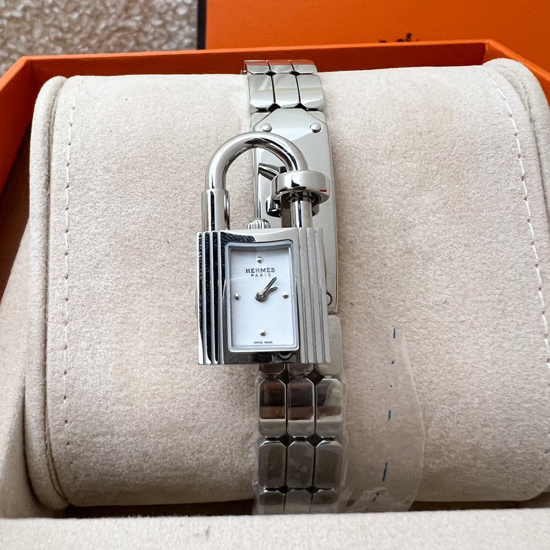 Hermes Mini Model Kelly Watch in Stainless Steel and White Dial