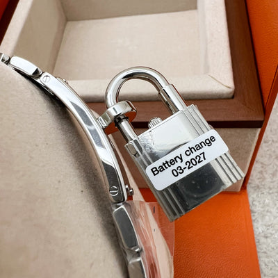 Hermes Mini Model Kelly Watch in Stainless Steel and White Dial