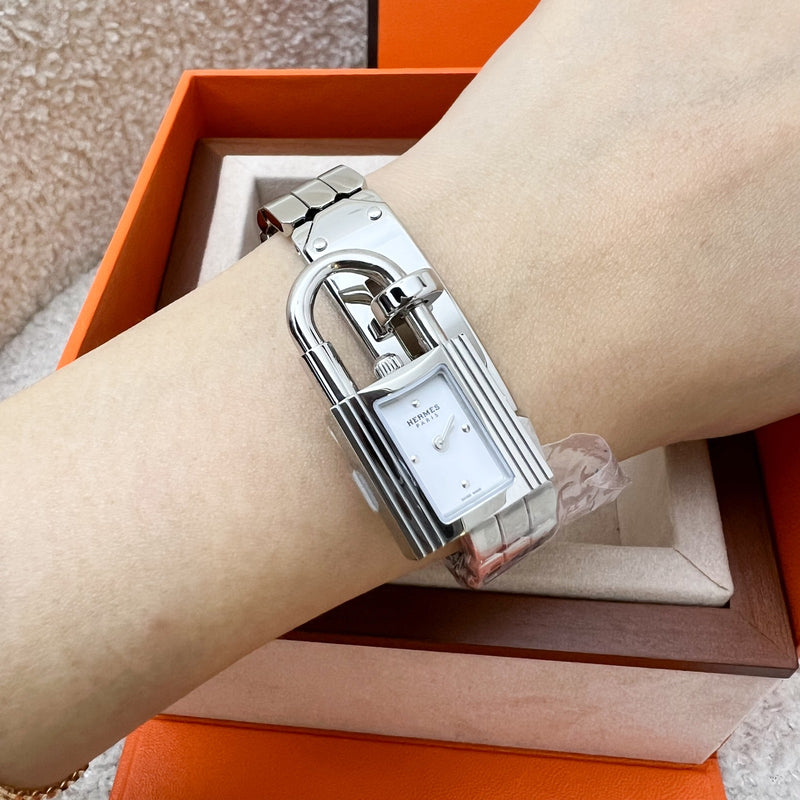 Hermes Mini Model Kelly Watch in Stainless Steel and White Dial
