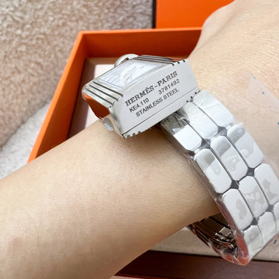 Hermes Mini Model Kelly Watch in Stainless Steel and White Dial