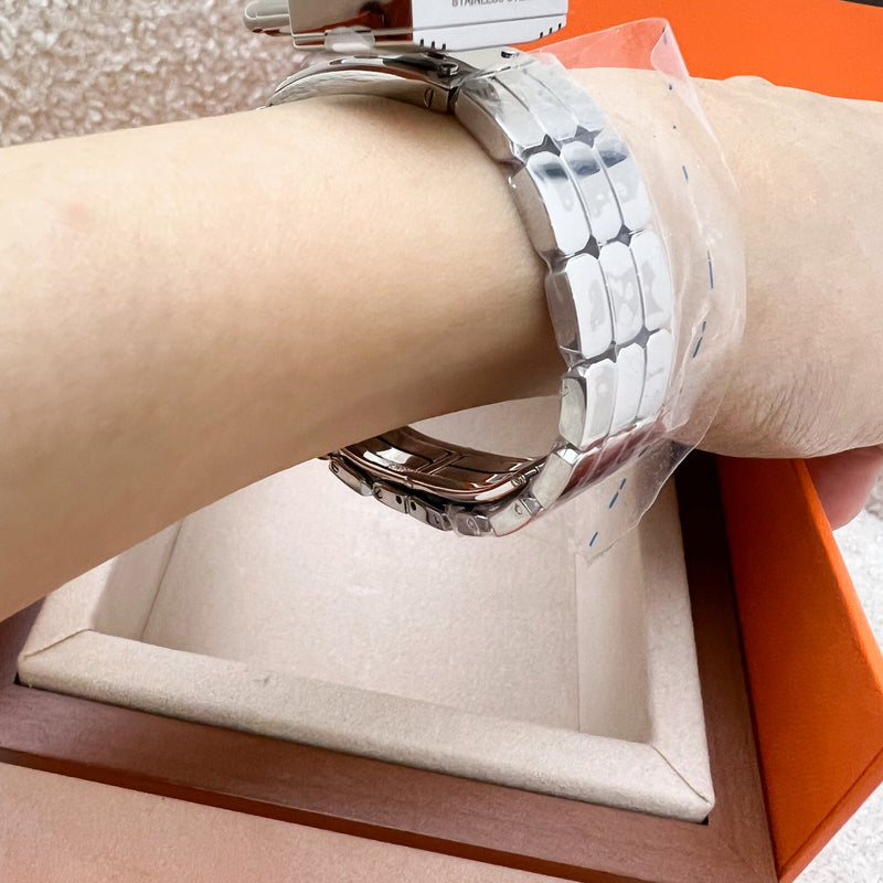 Hermes Mini Model Kelly Watch in Stainless Steel and White Dial