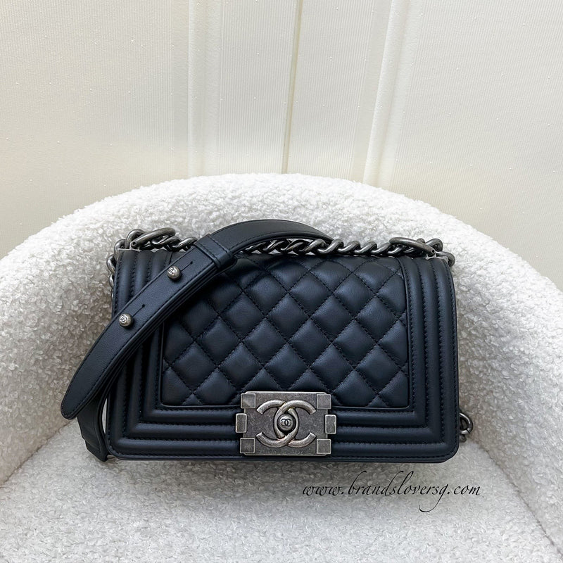 Chanel Small 20cm Boy Flap in Black Calfskin and RHW