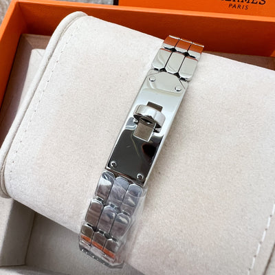 Hermes Mini Model Kelly Watch in Stainless Steel and White Dial