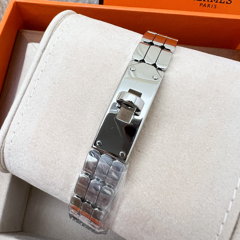 Hermes Mini Model Kelly Watch in Stainless Steel and White Dial