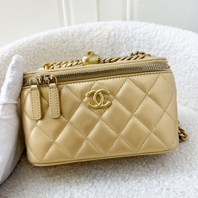Chanel 23P Heart Adjustable Chain Vanity in Gold Lambskin and AGHW
