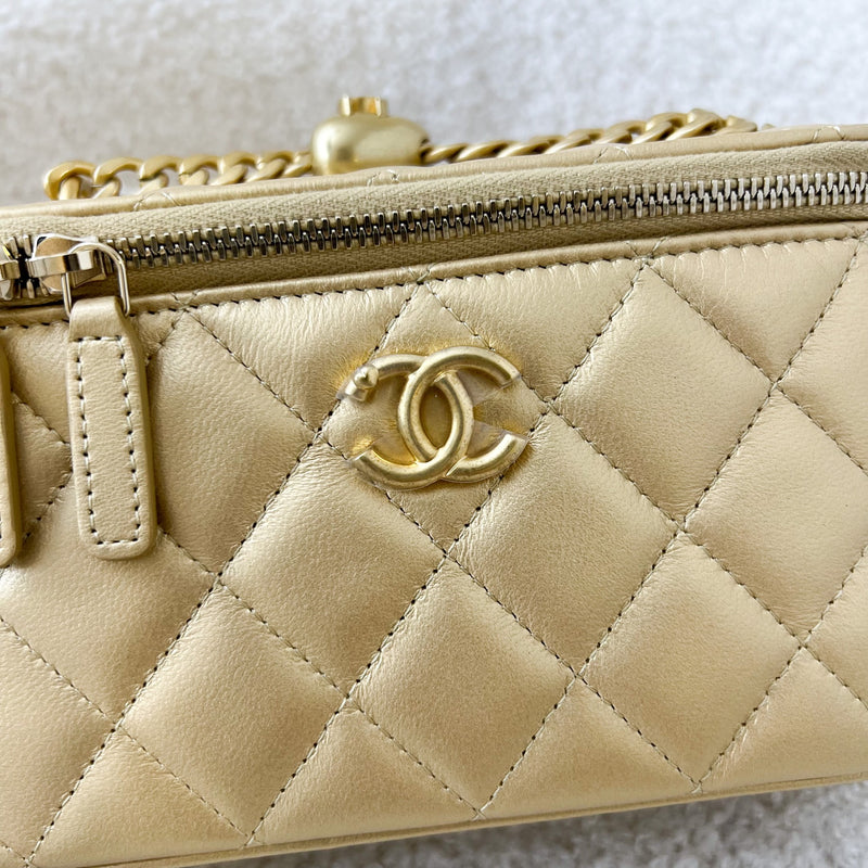 Chanel 23P Heart Adjustable Chain Vanity in Gold Lambskin and AGHW