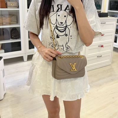 LV New Wave Chain Bag in Taupe Quilted Calfskin and GHW (Model: M20838)