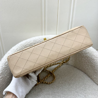 Chanel Vintage Medium Classic Flap CF in Beige Caviar and 24K Plated GHW