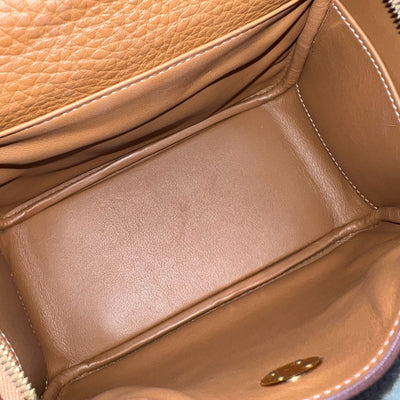 Hermes Mini Lindy in Gold Clemence Leather and GHW