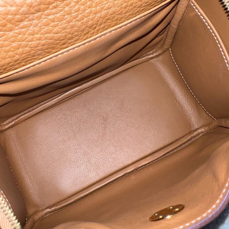 Hermes Mini Lindy in Gold Clemence Leather and GHW
