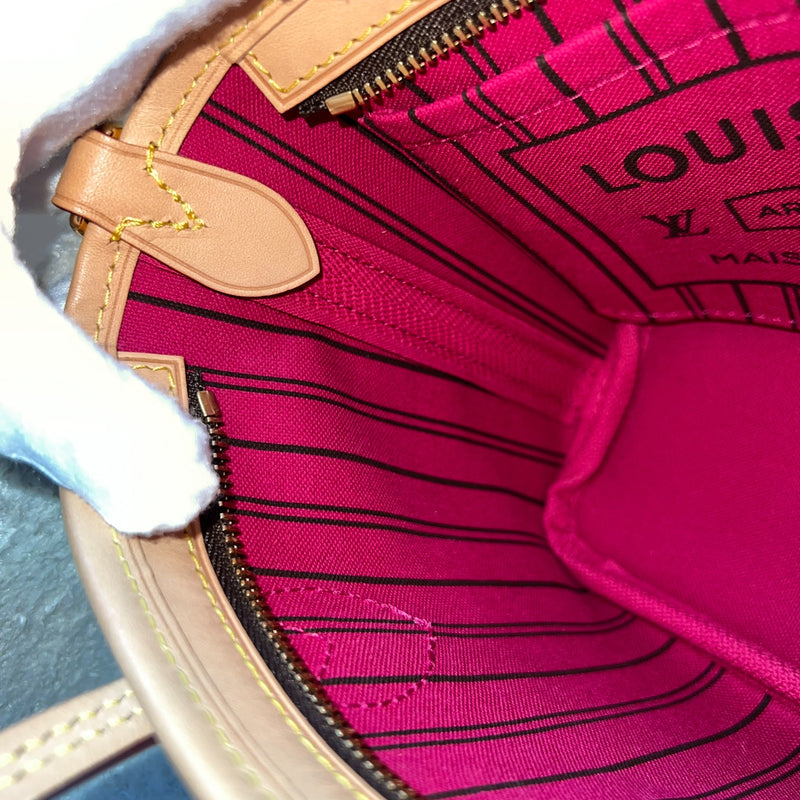 Louis Vuitton LV Neverfull BB with Rose Peony Strap in Monogram Canvas and GHW