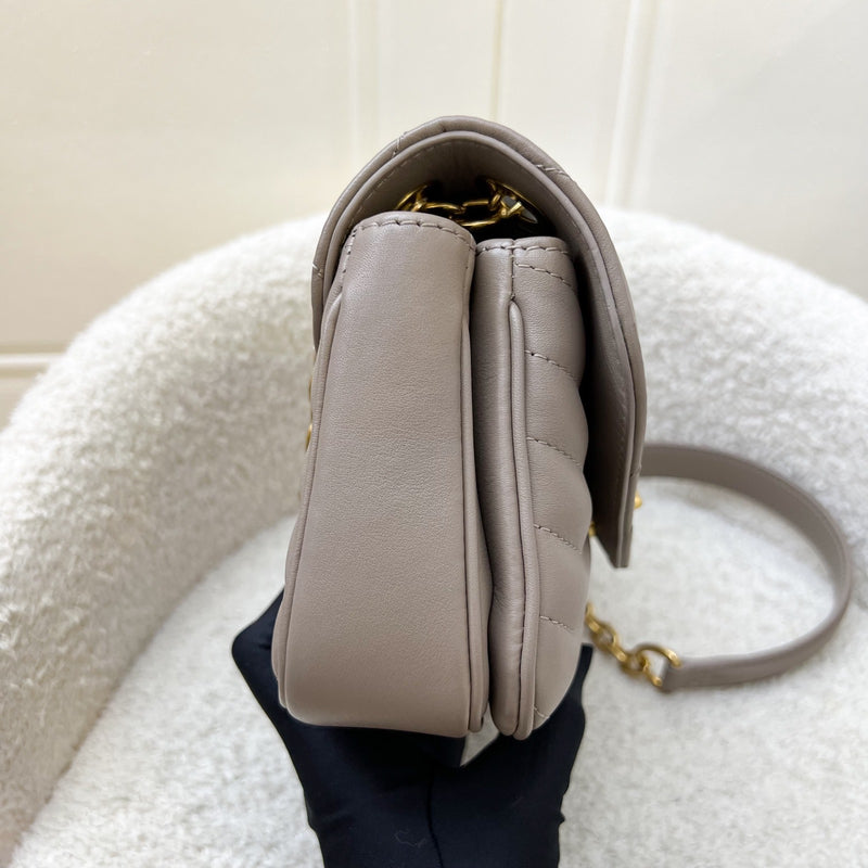 LV New Wave Chain Bag in Taupe Quilted Calfskin and GHW (Model: M20838)