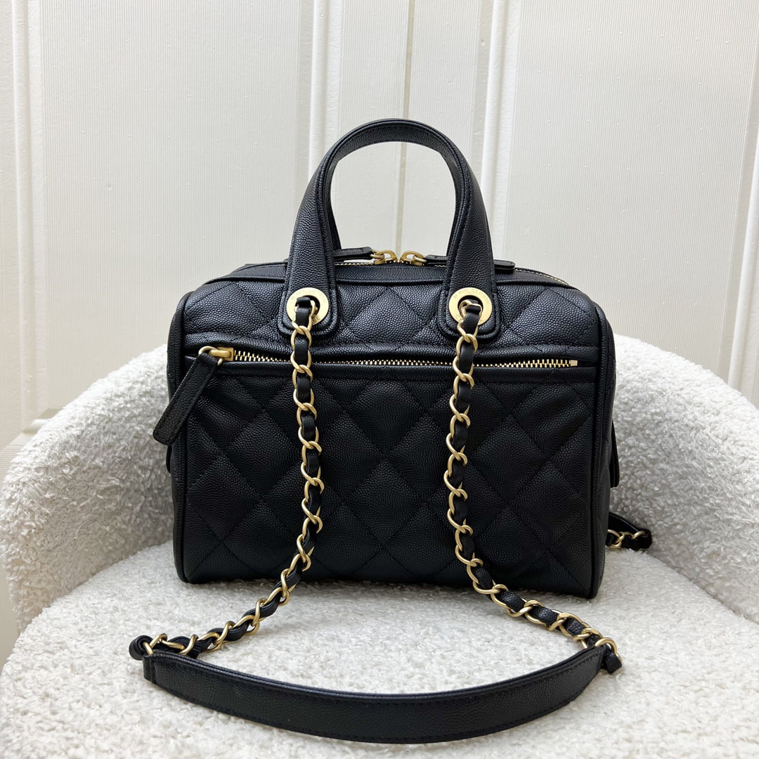 Chanel 25A Small Bowling Bag in Black Caviar and AGHW (Model
