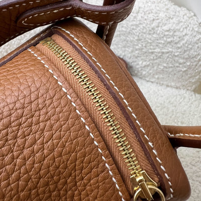 Hermes Mini Lindy in Gold Clemence Leather and GHW