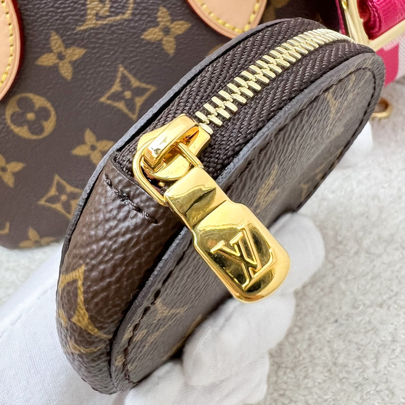 Louis Vuitton LV Neverfull BB with Rose Peony Strap in Monogram Canvas and GHW