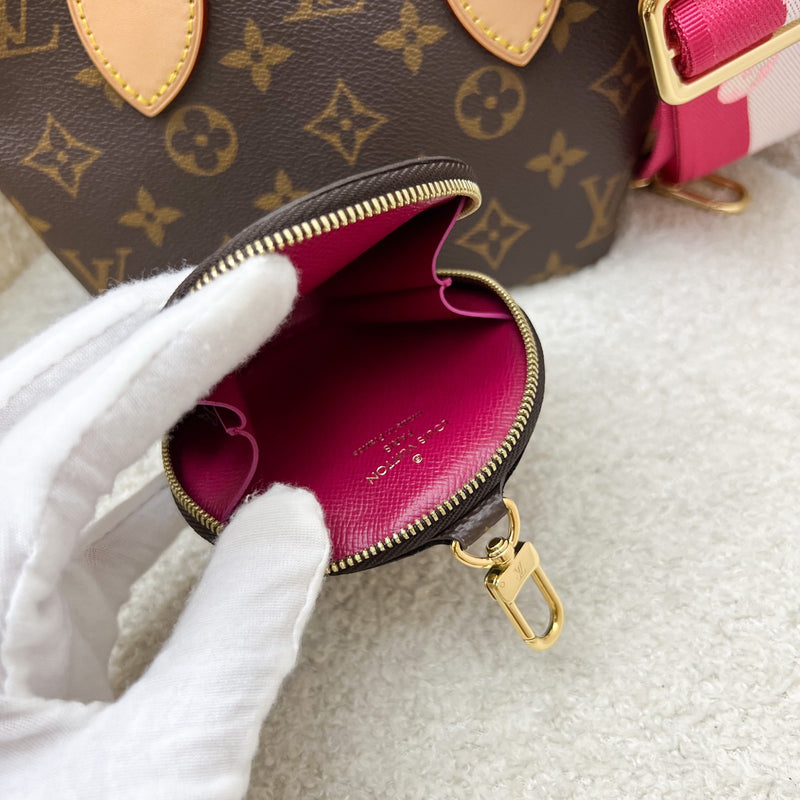 Louis Vuitton LV Neverfull BB with Rose Peony Strap in Monogram Canvas and GHW