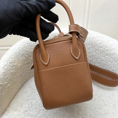 Hermes Mini Lindy in Gold Clemence Leather and GHW