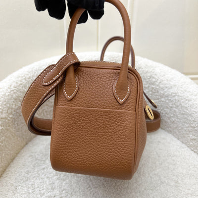 Hermes Mini Lindy in Gold Clemence Leather and GHW