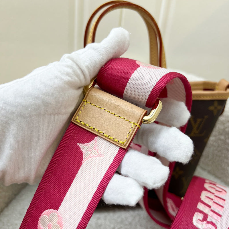 Louis Vuitton LV Neverfull BB with Rose Peony Strap in Monogram Canvas and GHW