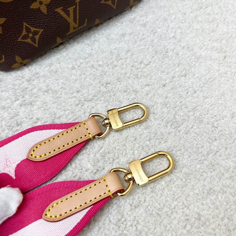 Louis Vuitton LV Neverfull BB with Rose Peony Strap in Monogram Canvas and GHW