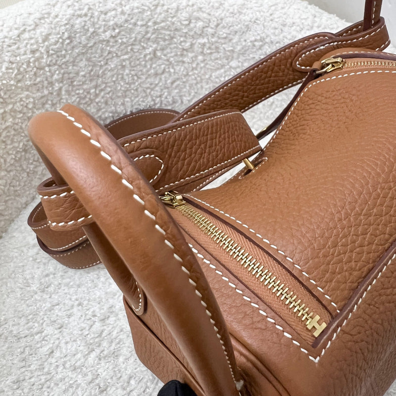 Hermes Mini Lindy in Gold Clemence Leather and GHW