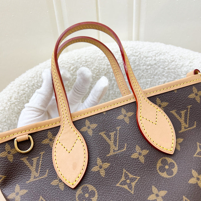 Louis Vuitton LV Neverfull BB with Rose Peony Strap in Monogram Canvas and GHW