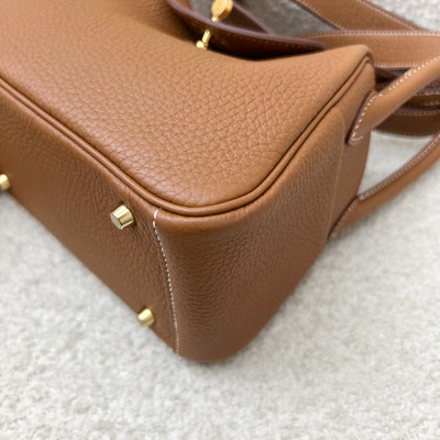 Hermes Mini Lindy in Gold Clemence Leather and GHW