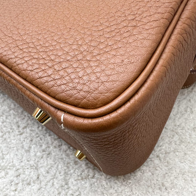 Hermes Mini Lindy in Gold Clemence Leather and GHW