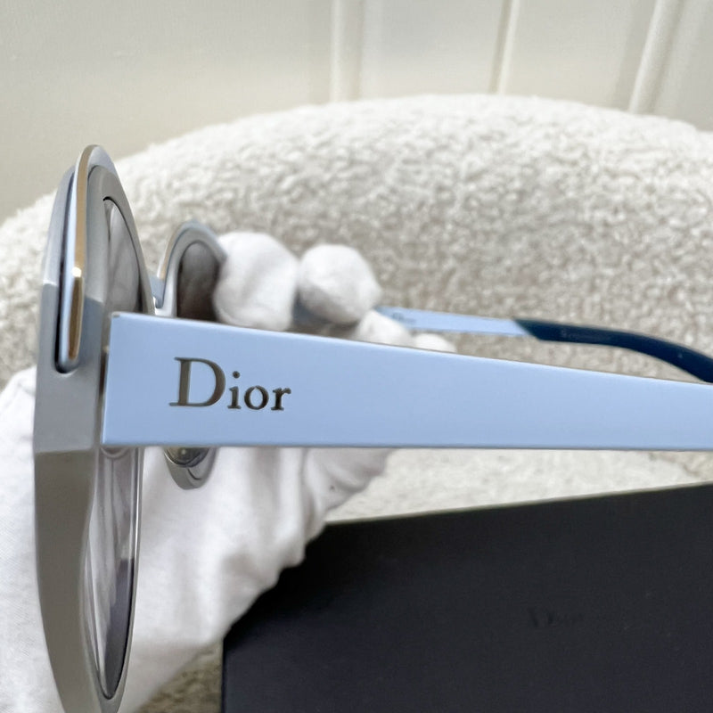 Dior Sunglasses with Silver and Light Blue Frame and Ombre Lens