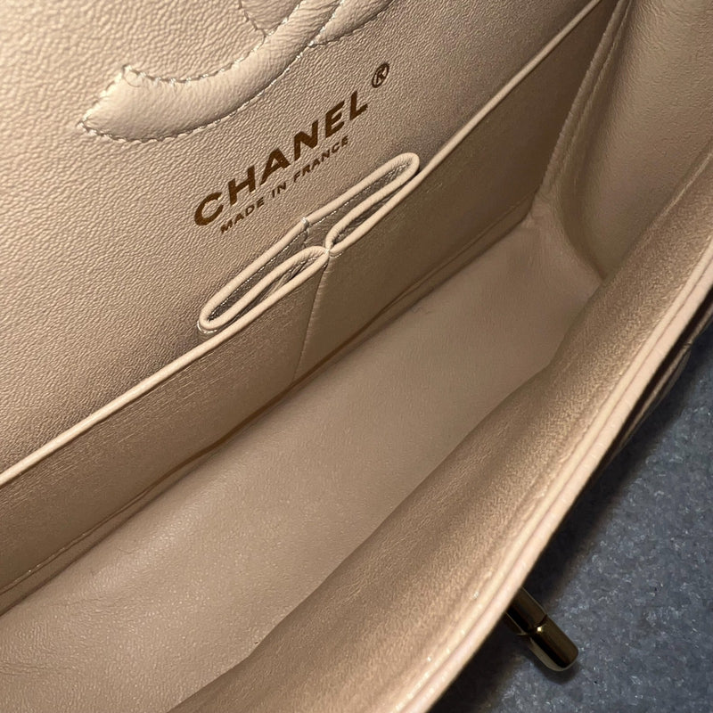 Chanel Small Classic Flap CF in Beige Caviar and LGHW