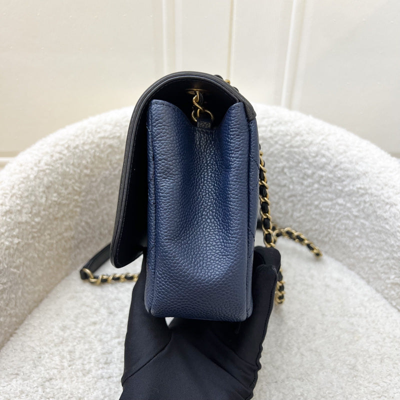 Chanel Filigree Small Flap in Navy Caviar with Black Trim and AGHW (Model: A93340)