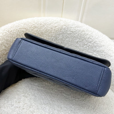 Chanel Filigree Small Flap in Navy Caviar with Black Trim and AGHW (Model: A93340)