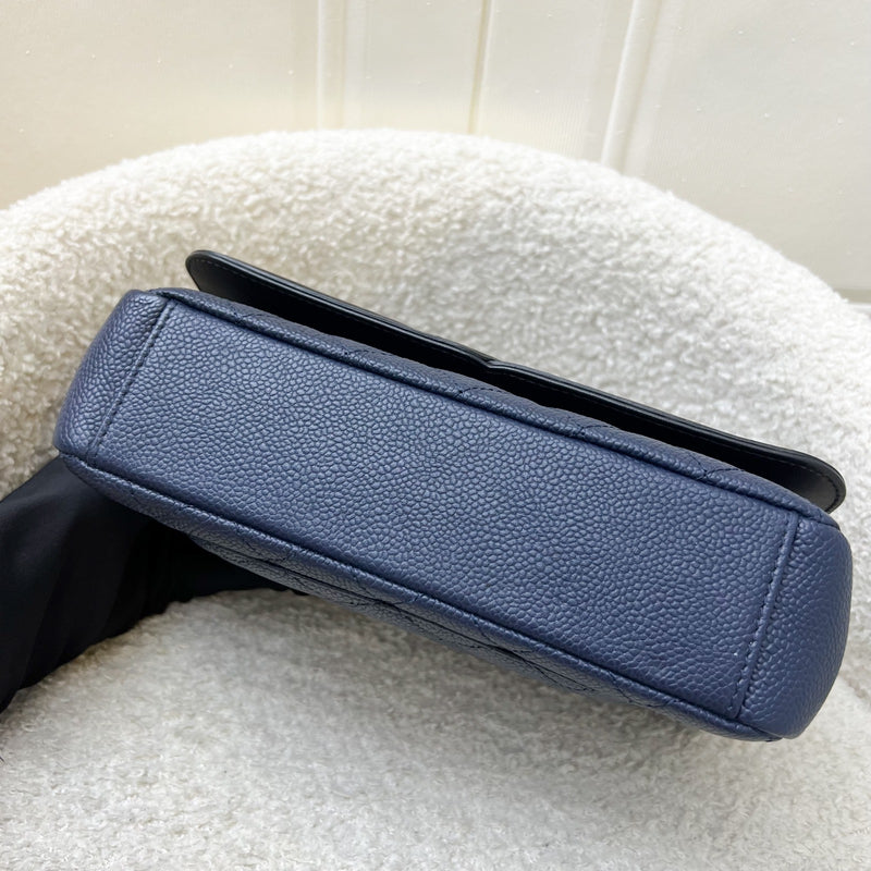 Chanel Filigree Small Flap in Navy Caviar with Black Trim and AGHW (Model: A93340)