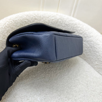 Chanel Filigree Small Flap in Navy Caviar with Black Trim and AGHW (Model: A93340)