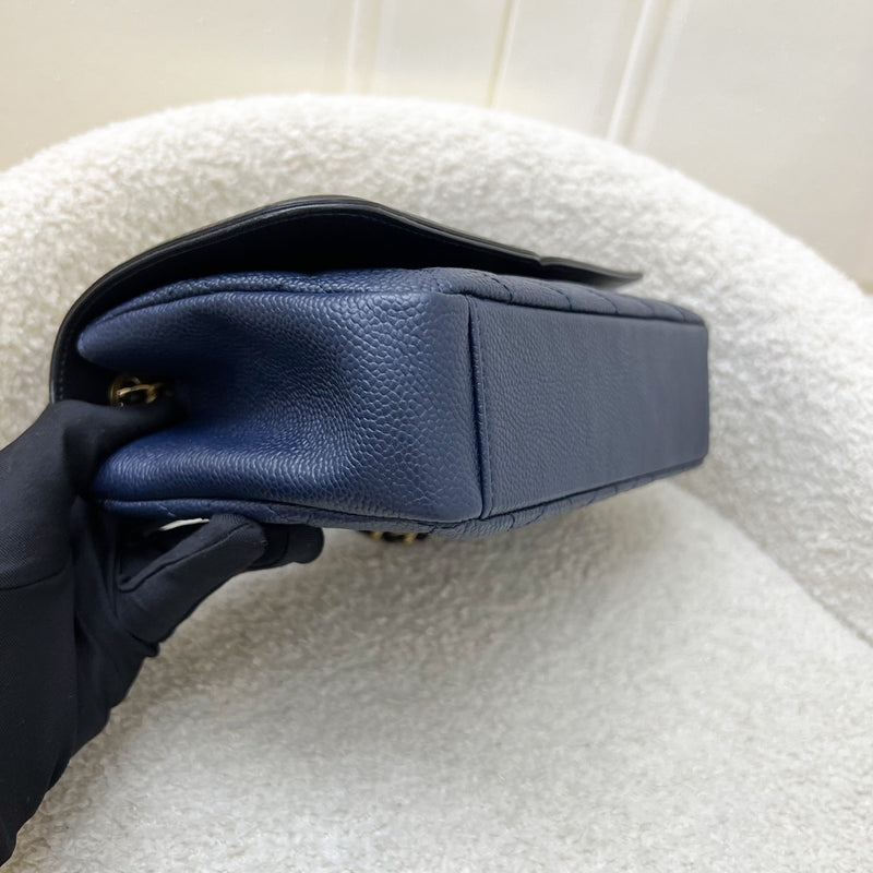 Chanel Filigree Small Flap in Navy Caviar with Black Trim and AGHW (Model: A93340)