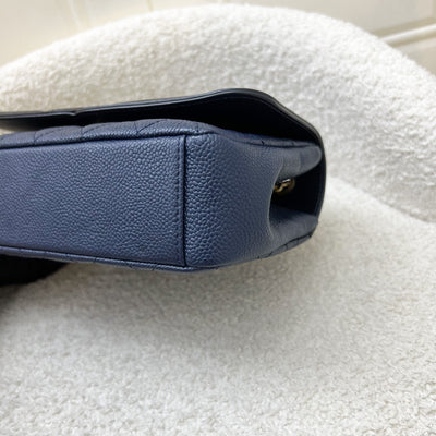 Chanel Filigree Small Flap in Navy Caviar with Black Trim and AGHW (Model: A93340)