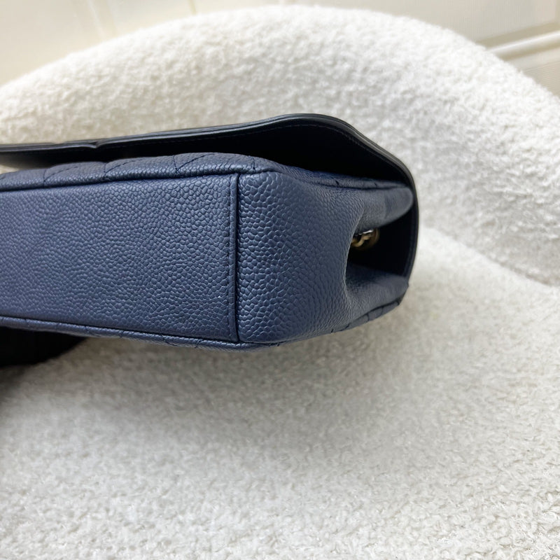 Chanel Filigree Small Flap in Navy Caviar with Black Trim and AGHW (Model: A93340)