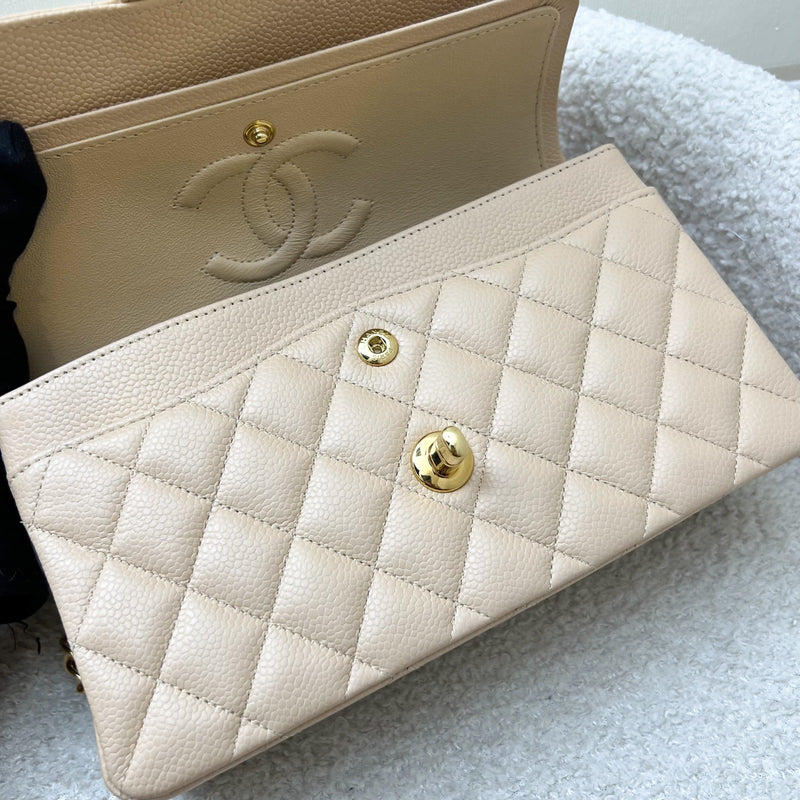 Chanel Small Classic Flap CF in Beige Caviar and LGHW