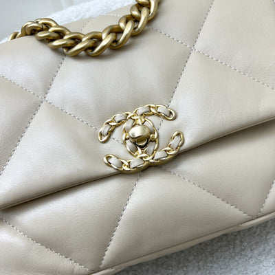 Chanel 19 Small Flap in Beige Lambskin and 3-Tone Hardware