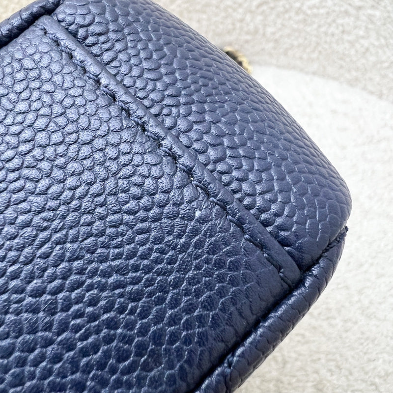 Chanel Filigree Small Flap in Navy Caviar with Black Trim and AGHW (Model: A93340)